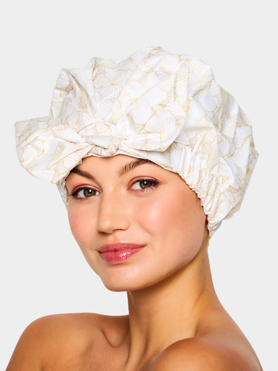 BETTY DAIN CREATIONS - Golden Bloom Bow Premium Shower Cap