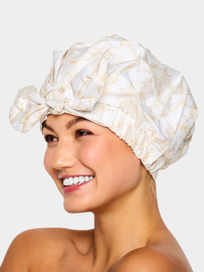 BETTY DAIN CREATIONS - Golden Bloom Bow Premium Shower Cap