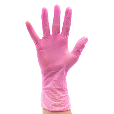 Pink Vinyl Disposable Gloves 100pk - Large