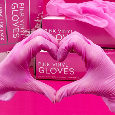 Pink Vinyl Disposable Gloves 100pk - Medium